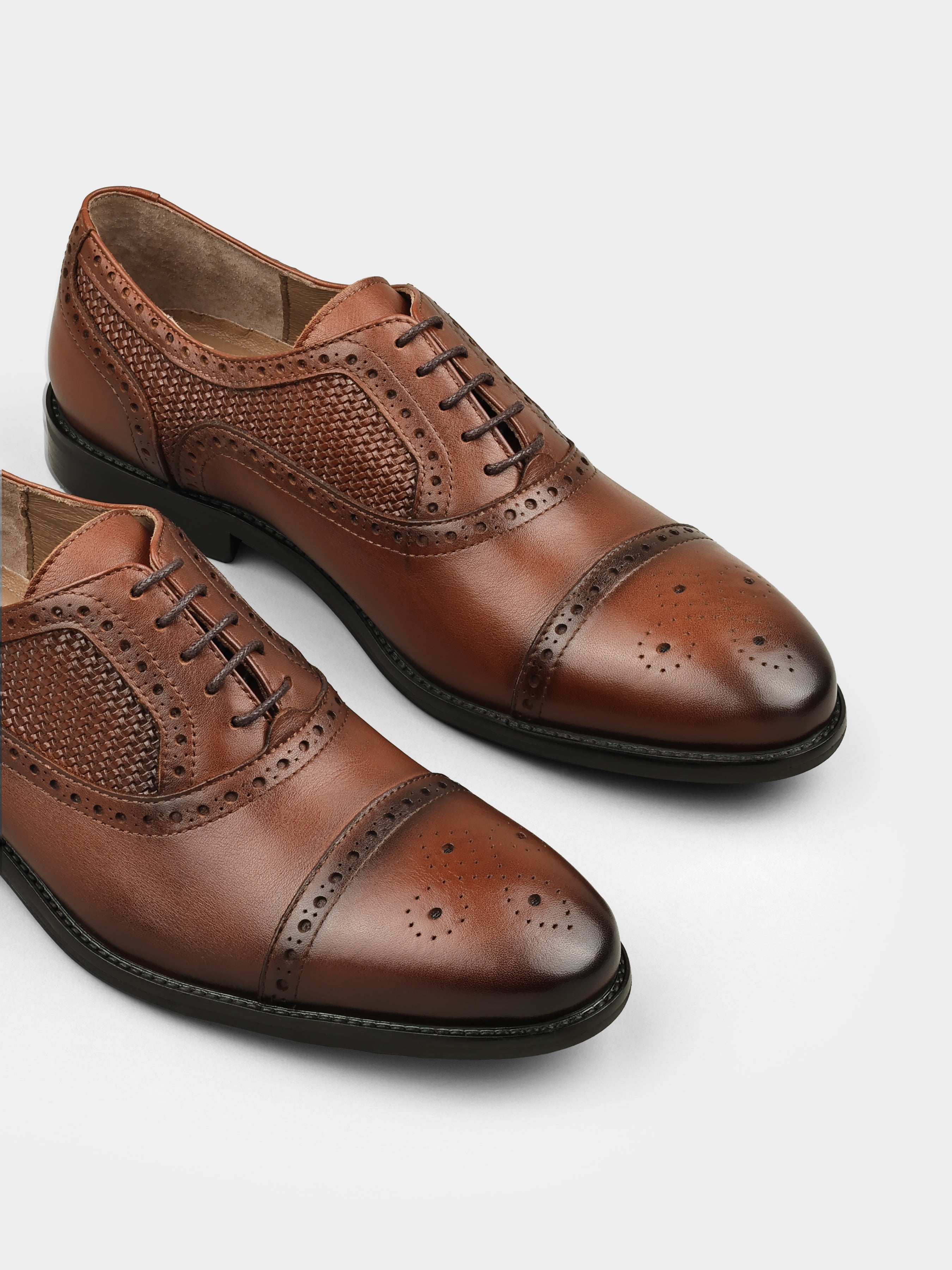 Brązowe Skórzane Oksfordy Montana - obrazek 4