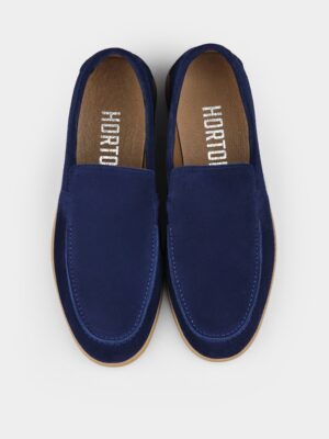 Granatowe Zamszowe Loafersy Fenda