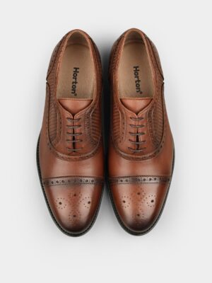 Brązowe Skórzane Oksfordy Montana