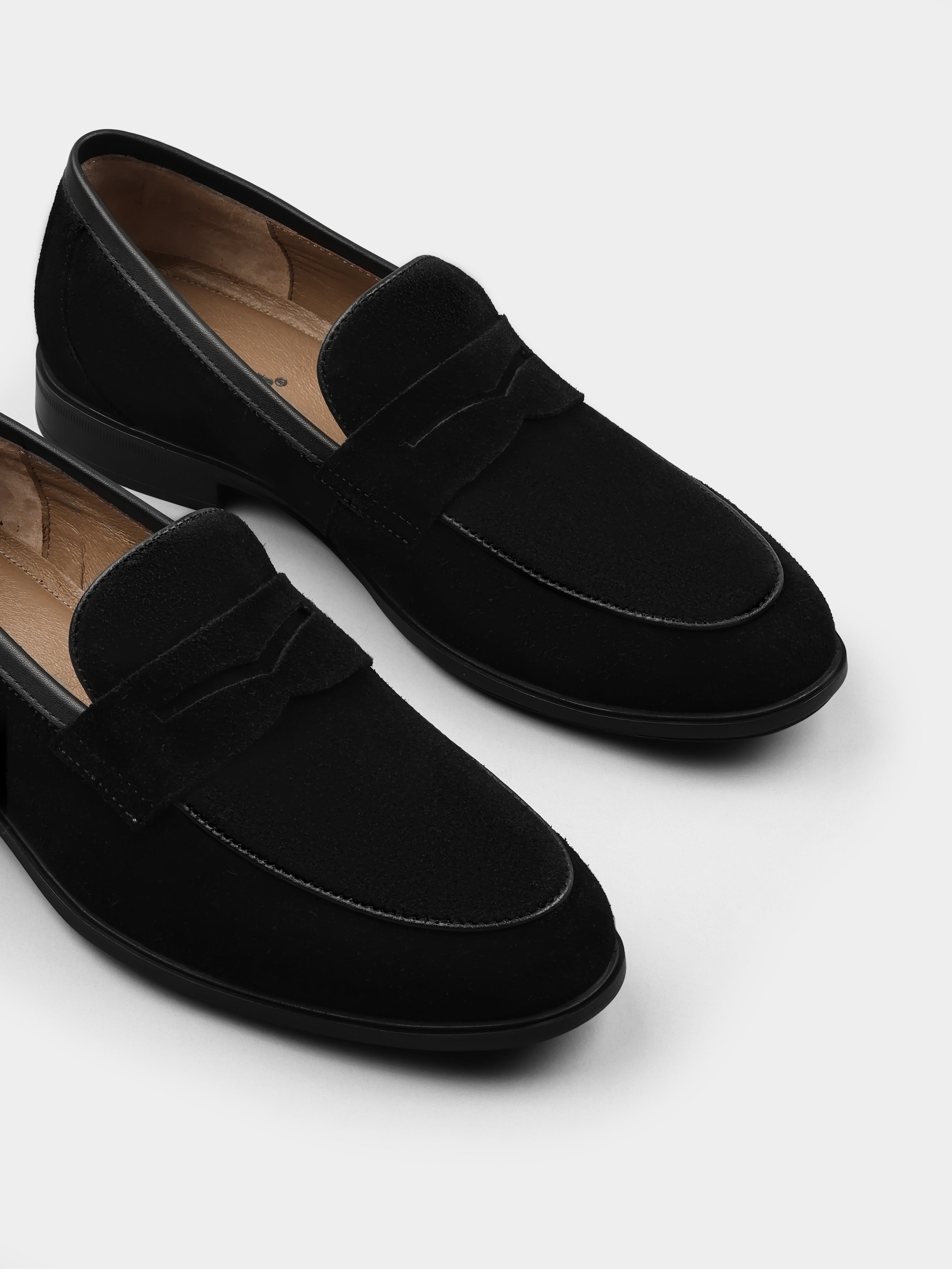 Czarne Zamszowe Loafersy Demini - obrazek 4