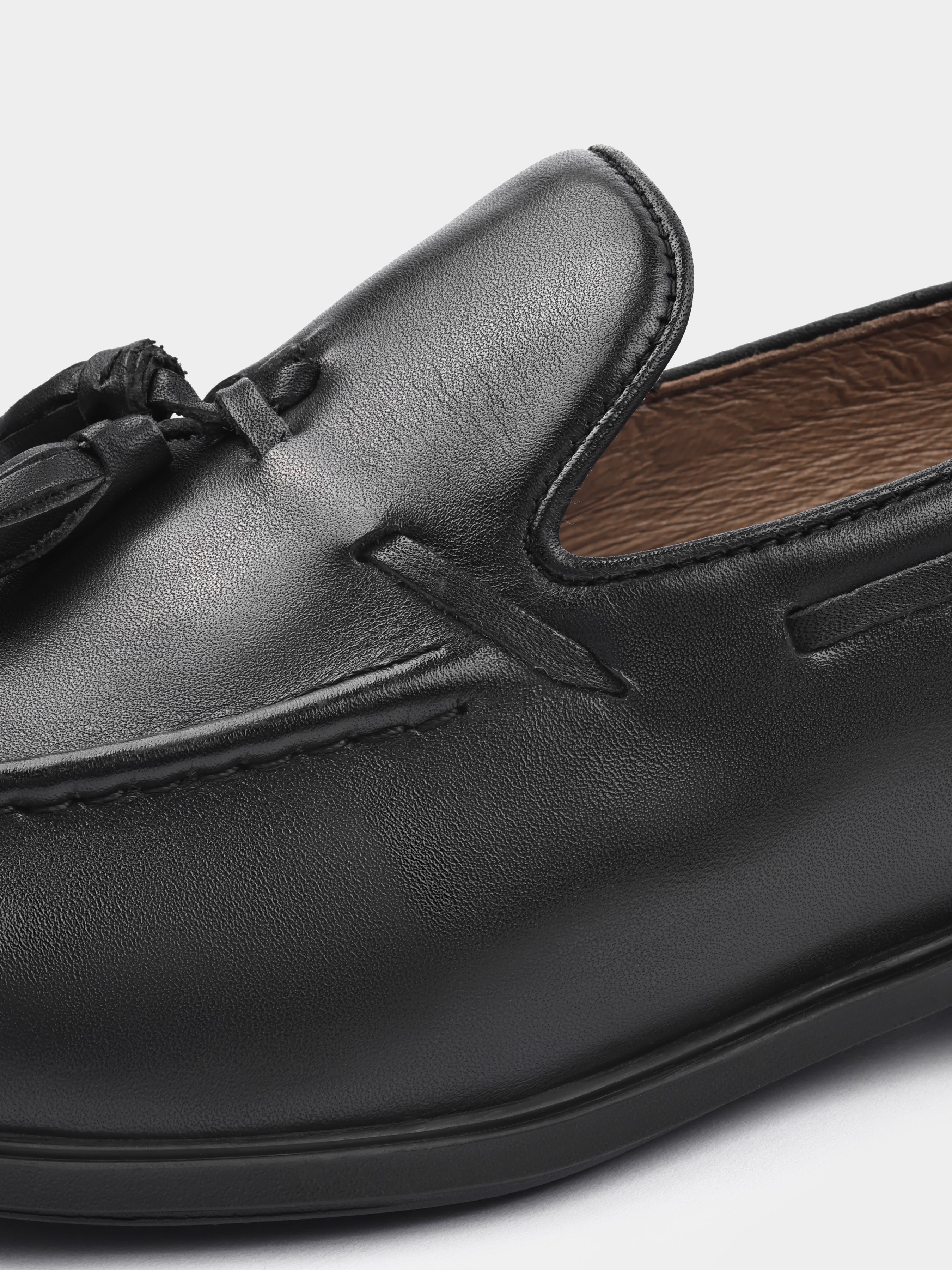 Czarne Skórzane Loafersy Frandi - obrazek 4