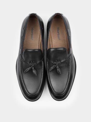 Czarne Skórzane Loafersy Frandi