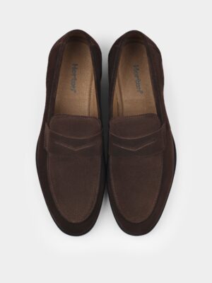 Ciemnobrązowe Zamszowe Loafersy Demini