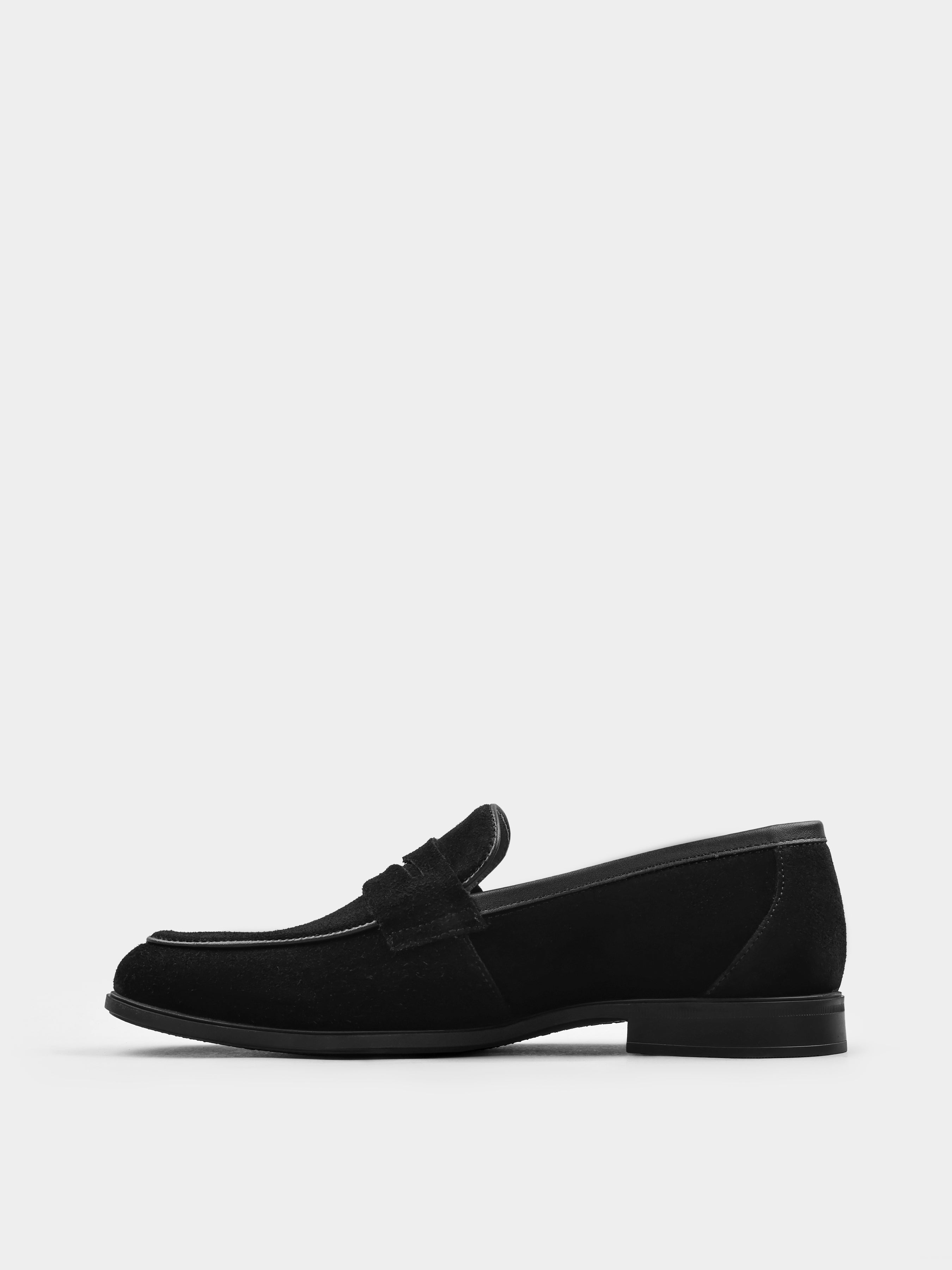 Czarne Zamszowe Loafersy Demini - obrazek 3