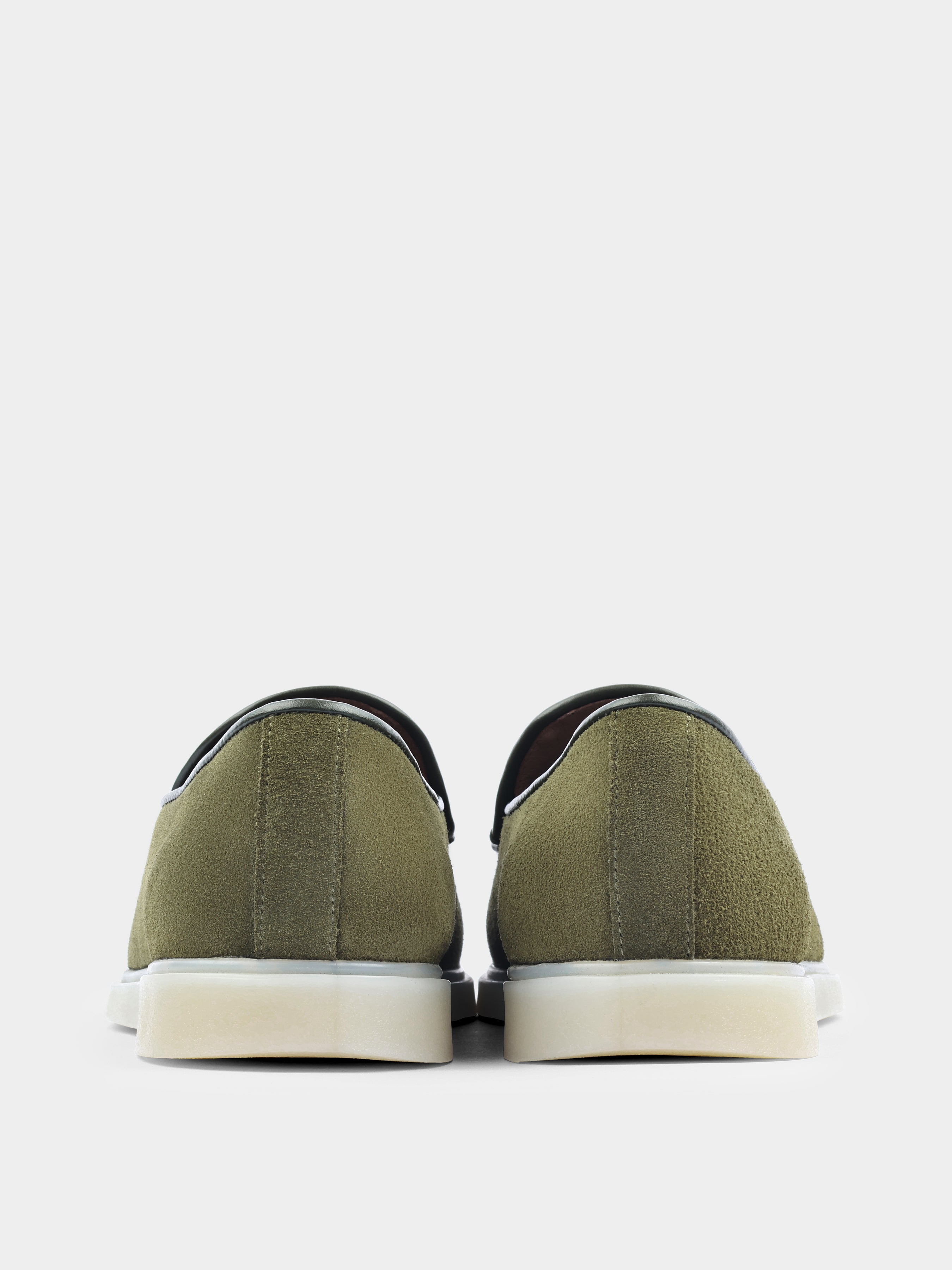 Oliwkowe Zamszowe Loafersy Denno - obrazek 6