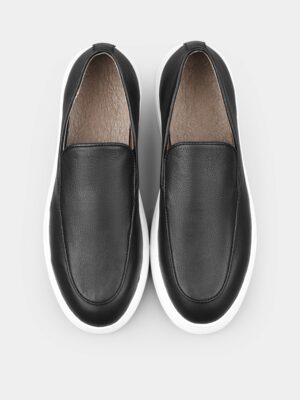 Czarno-Białe Skórzane Loafersy Oscuro