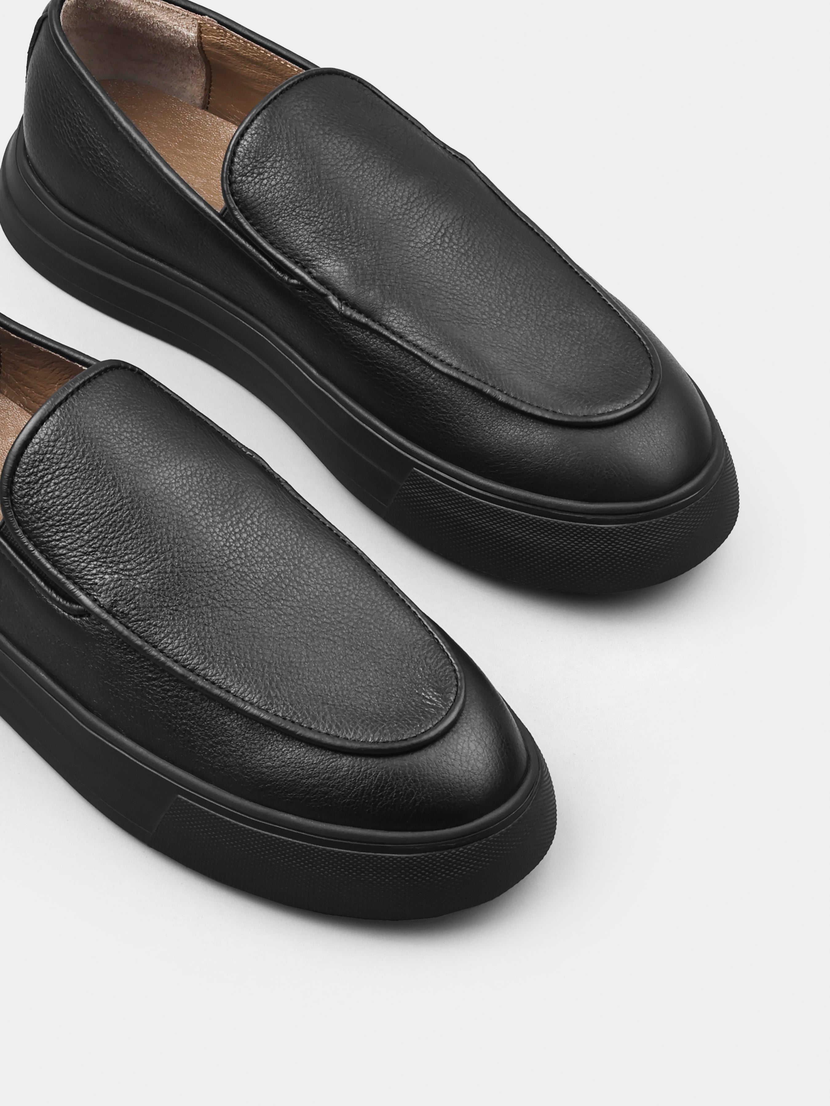 Czarne Skórzane Loafersy Oscuro - obrazek 4