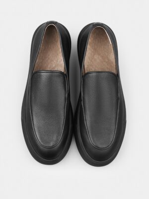 Czarne Skórzane Loafersy Oscuro