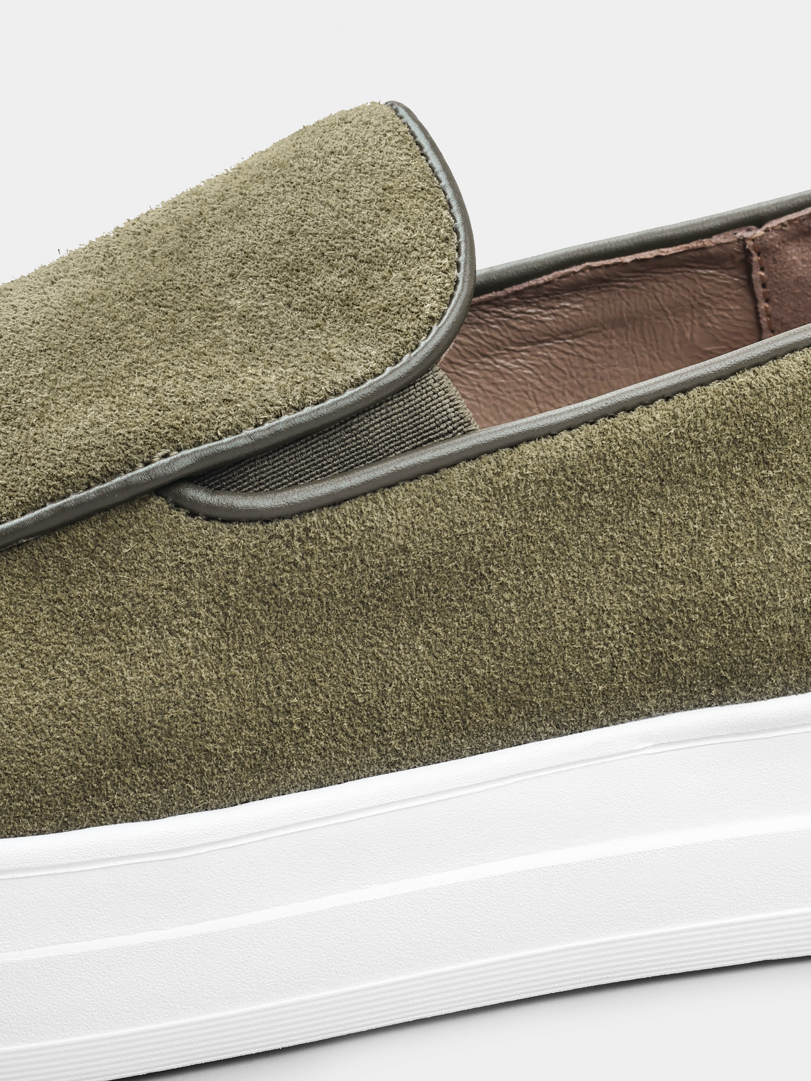 Oliwkowe Zamszowe Loafersy Oscuro - obrazek 5