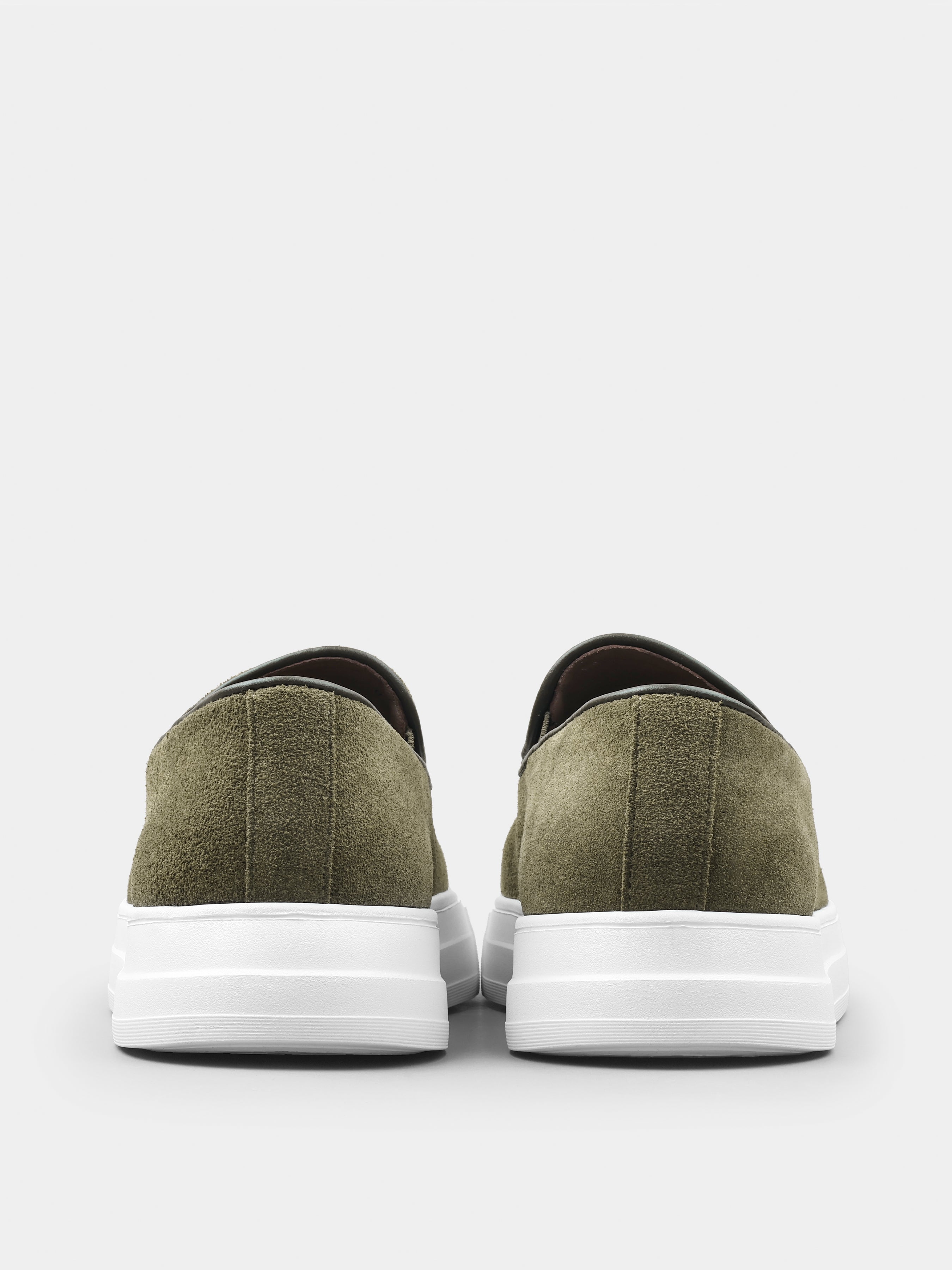 Oliwkowe Zamszowe Loafersy Oscuro - obrazek 7