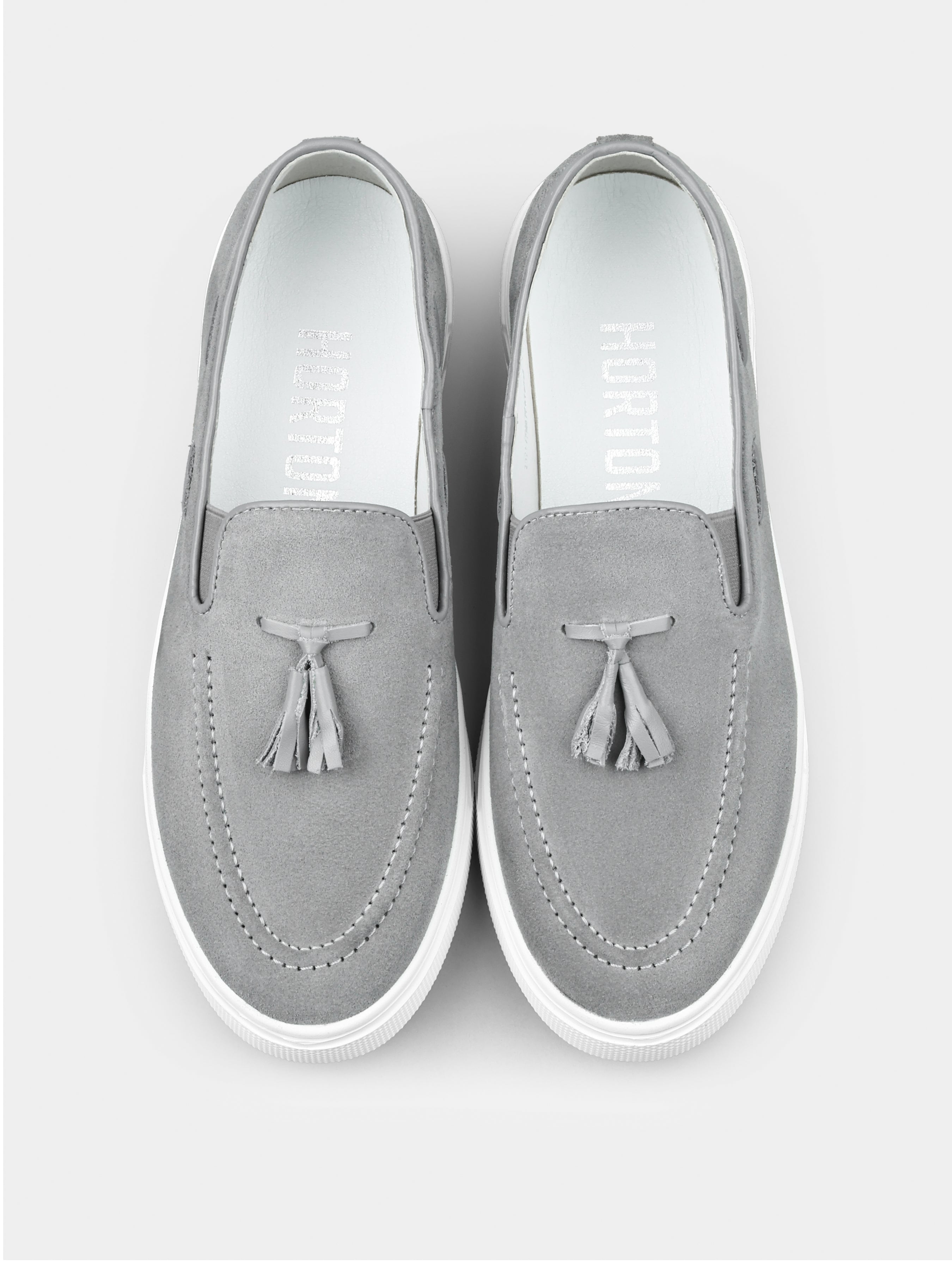 Szare Zamszowe Loafersy Spectr