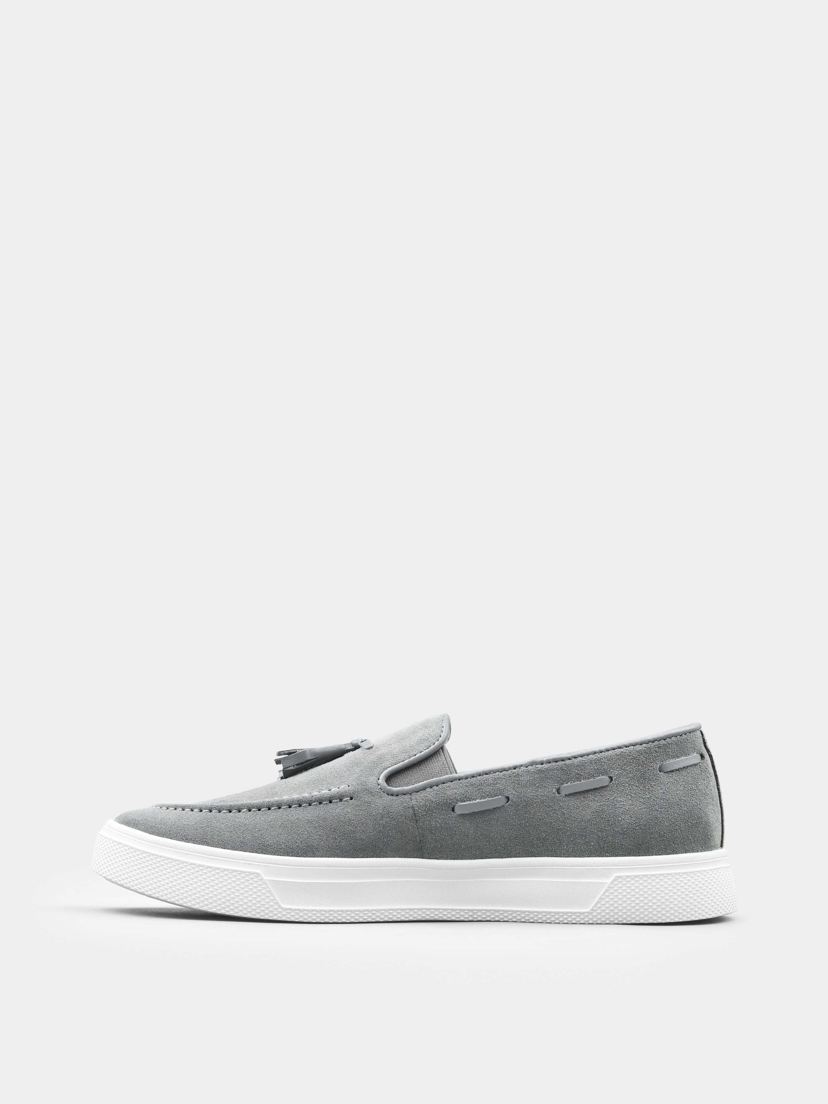 Szare Zamszowe Loafersy Spectr - obrazek 3