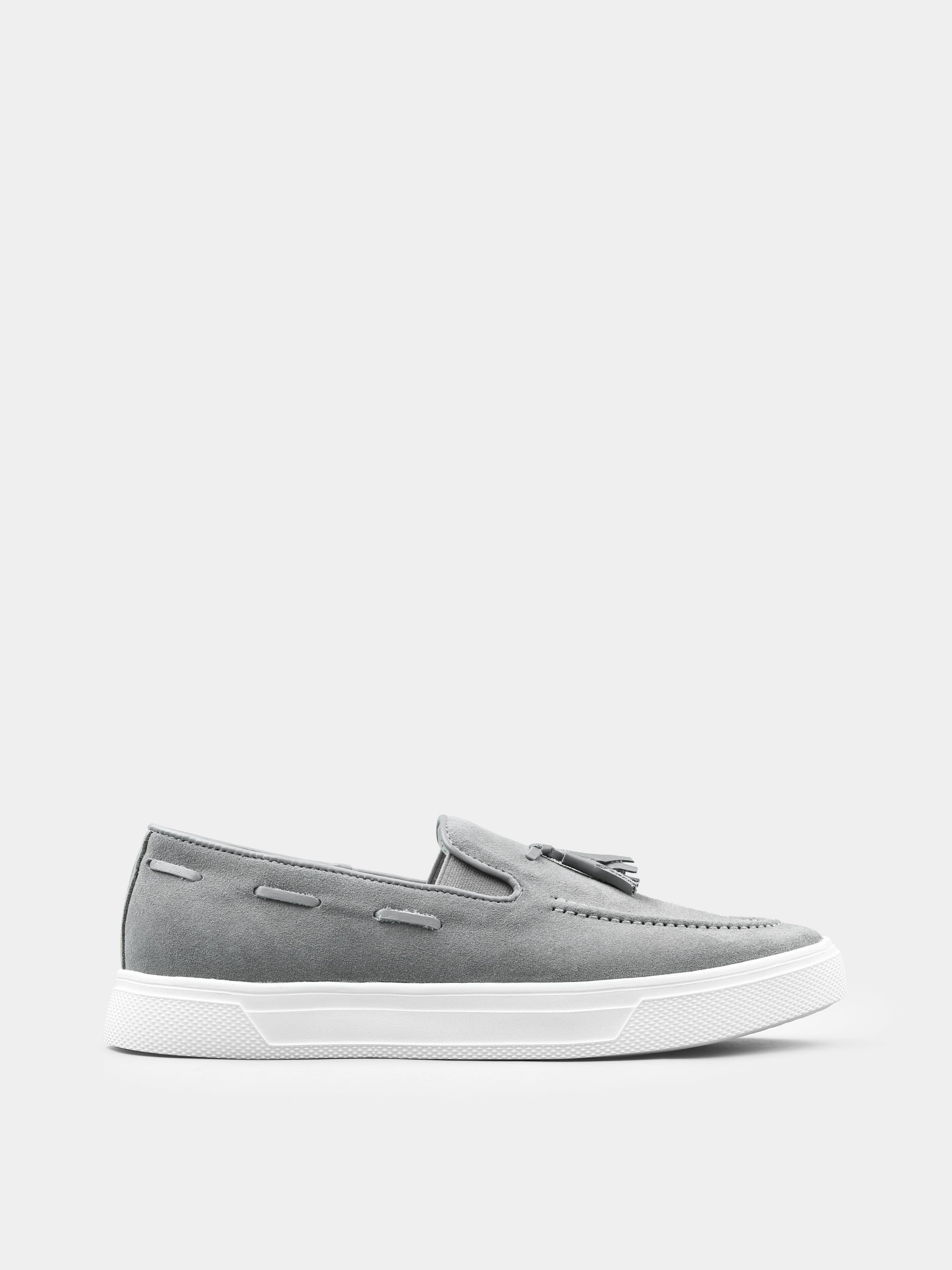Szare Zamszowe Loafersy Spectr - obrazek 2