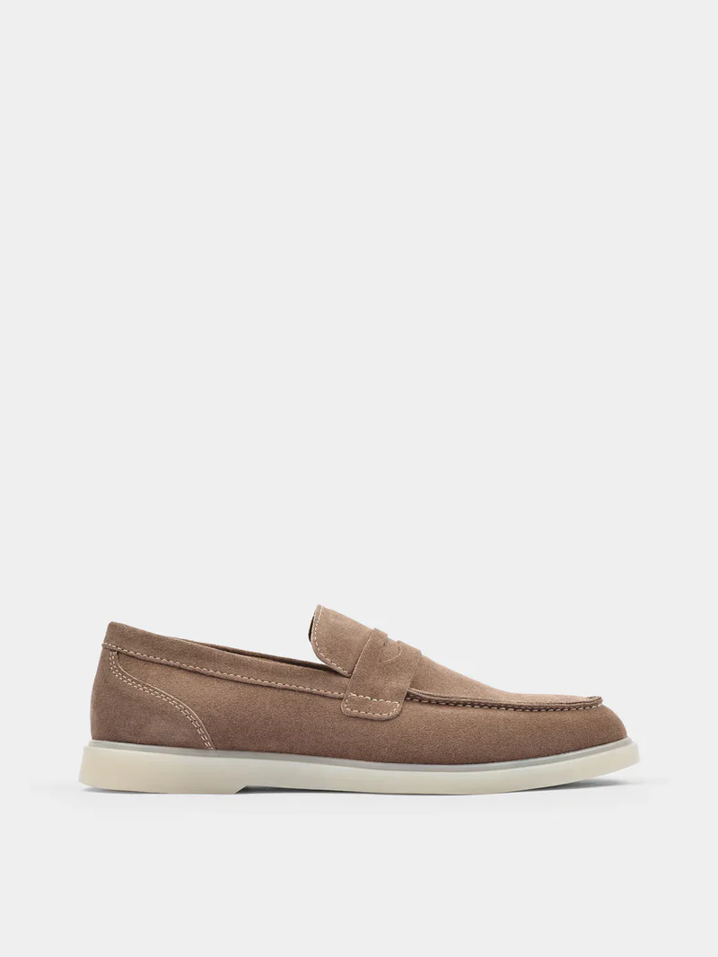 Beżowe Zamszowe Loafersy Prospero - obrazek 7