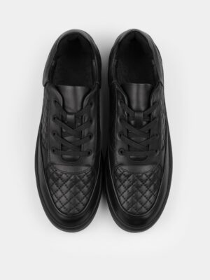 Czarne Skórzane Trampki Parlo