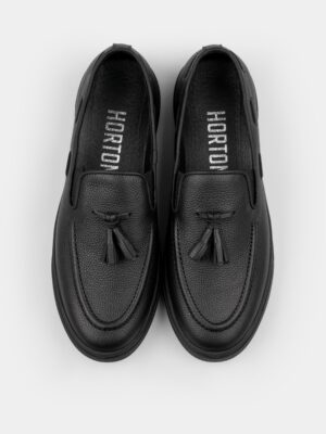 Czarne Skórzane Loafersy Spectr