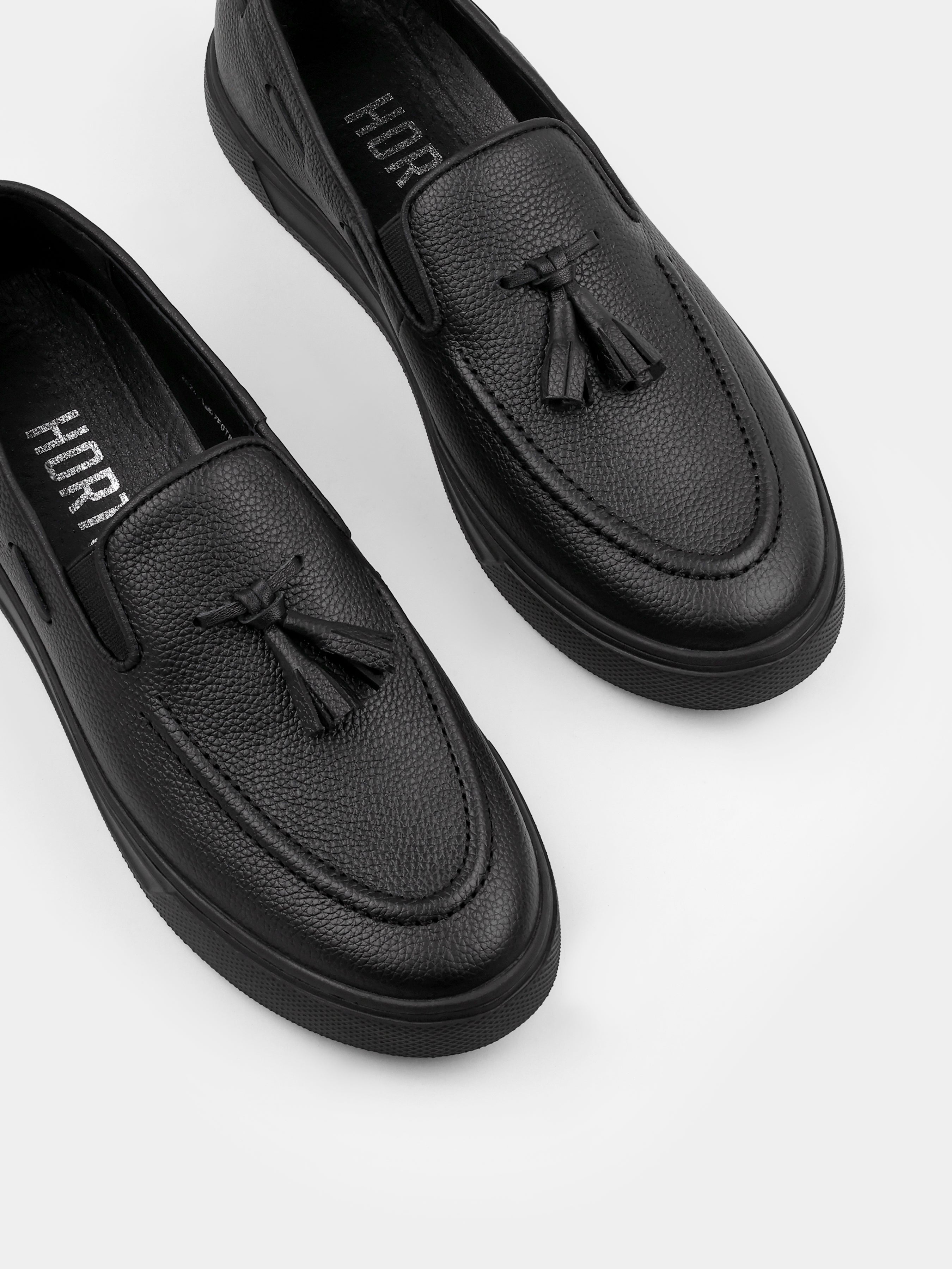 Czarne Skórzane Loafersy Spectr - obrazek 5