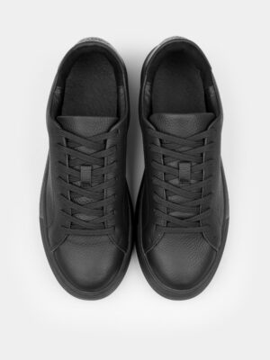 Czarne Matowe Skórzane Trampki Cento