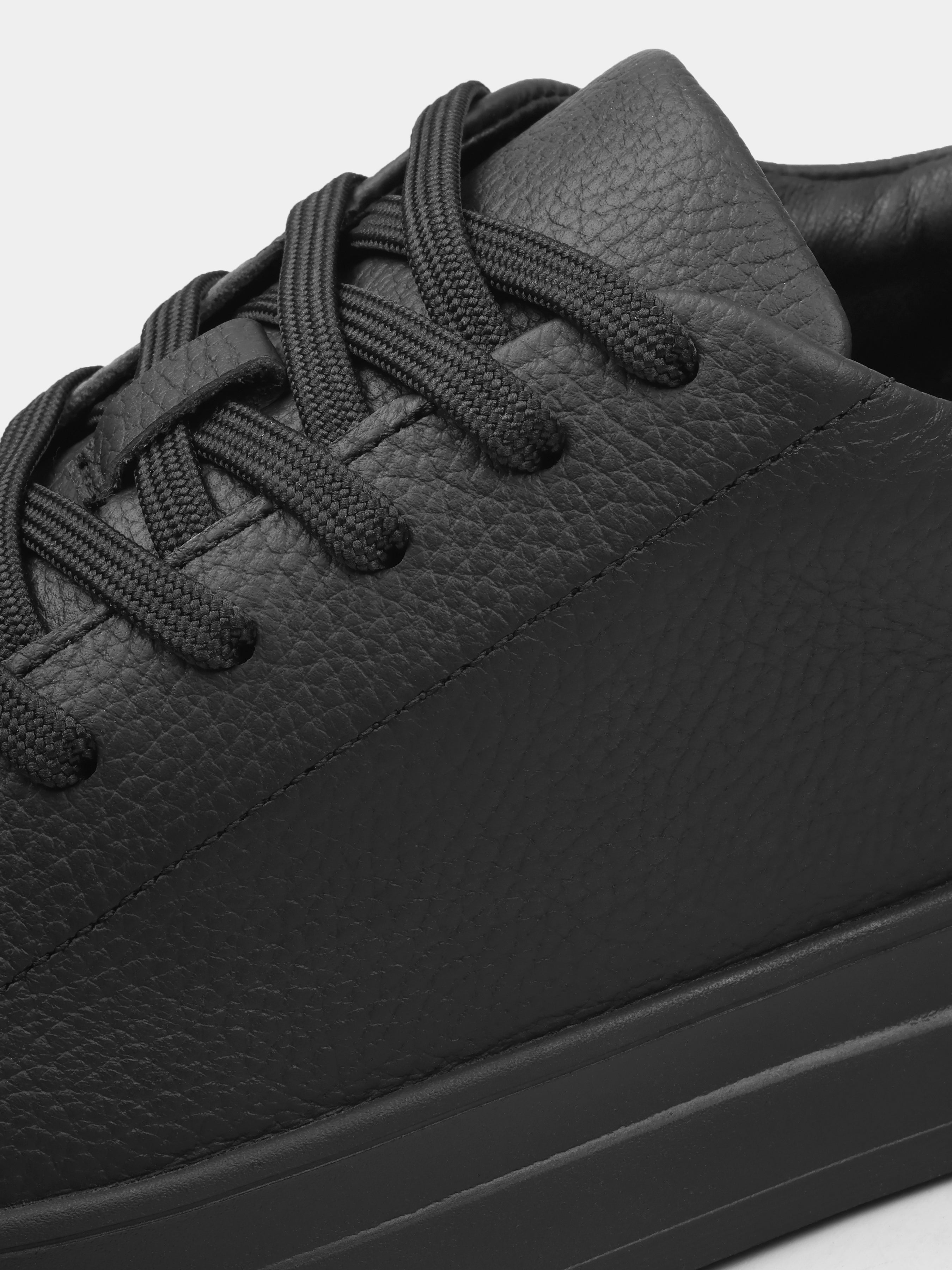 Czarne Matowe Skórzane Trampki Cento - obrazek 5