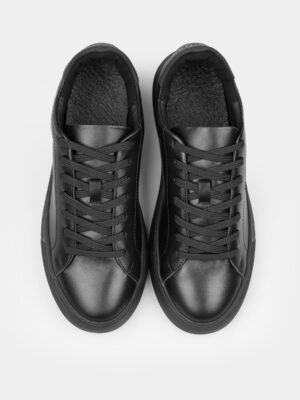 Czarne Skórzane Trampki Cento