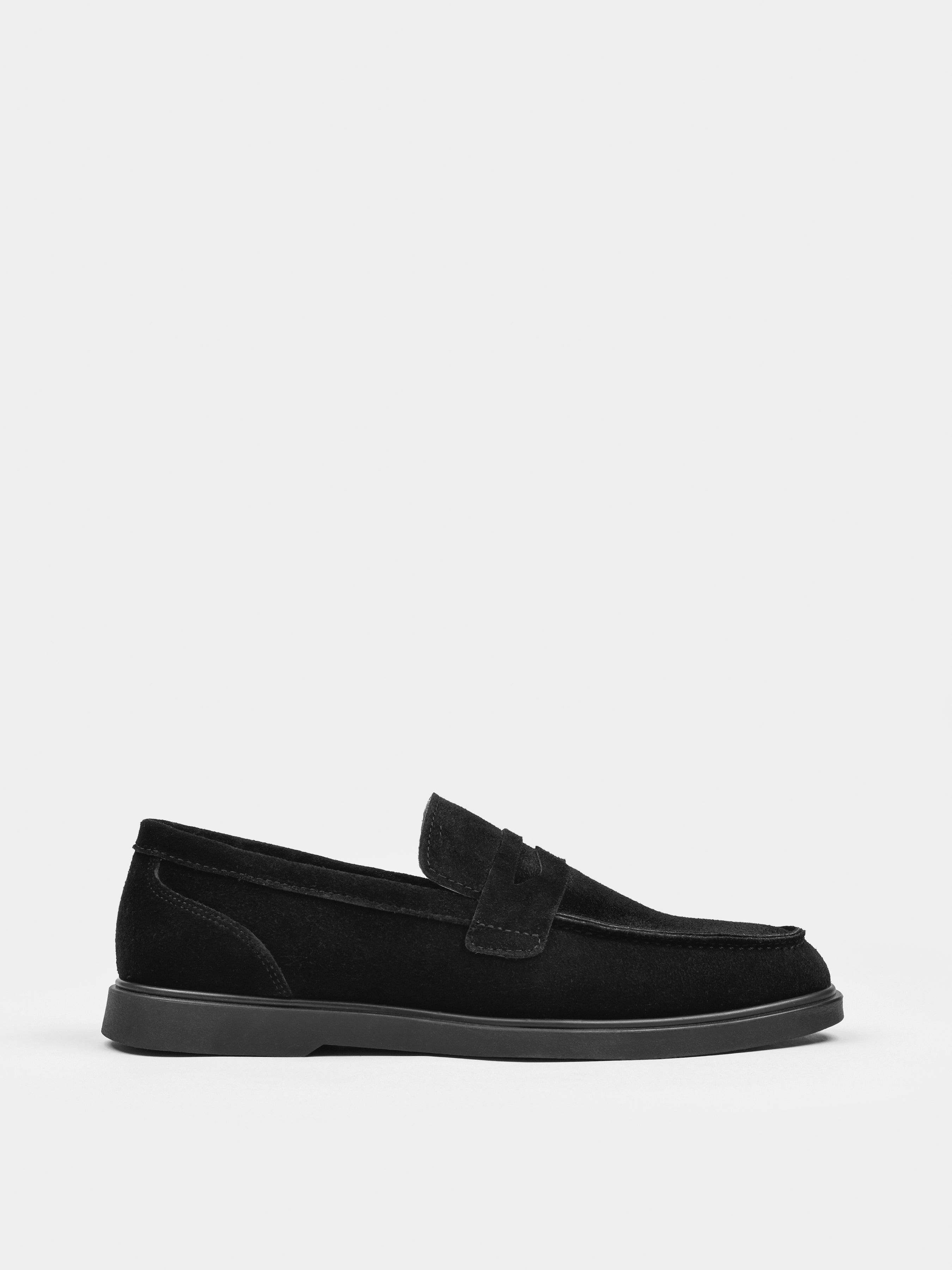 Czarne Zamszowe Loafersy Prospero - obrazek 2