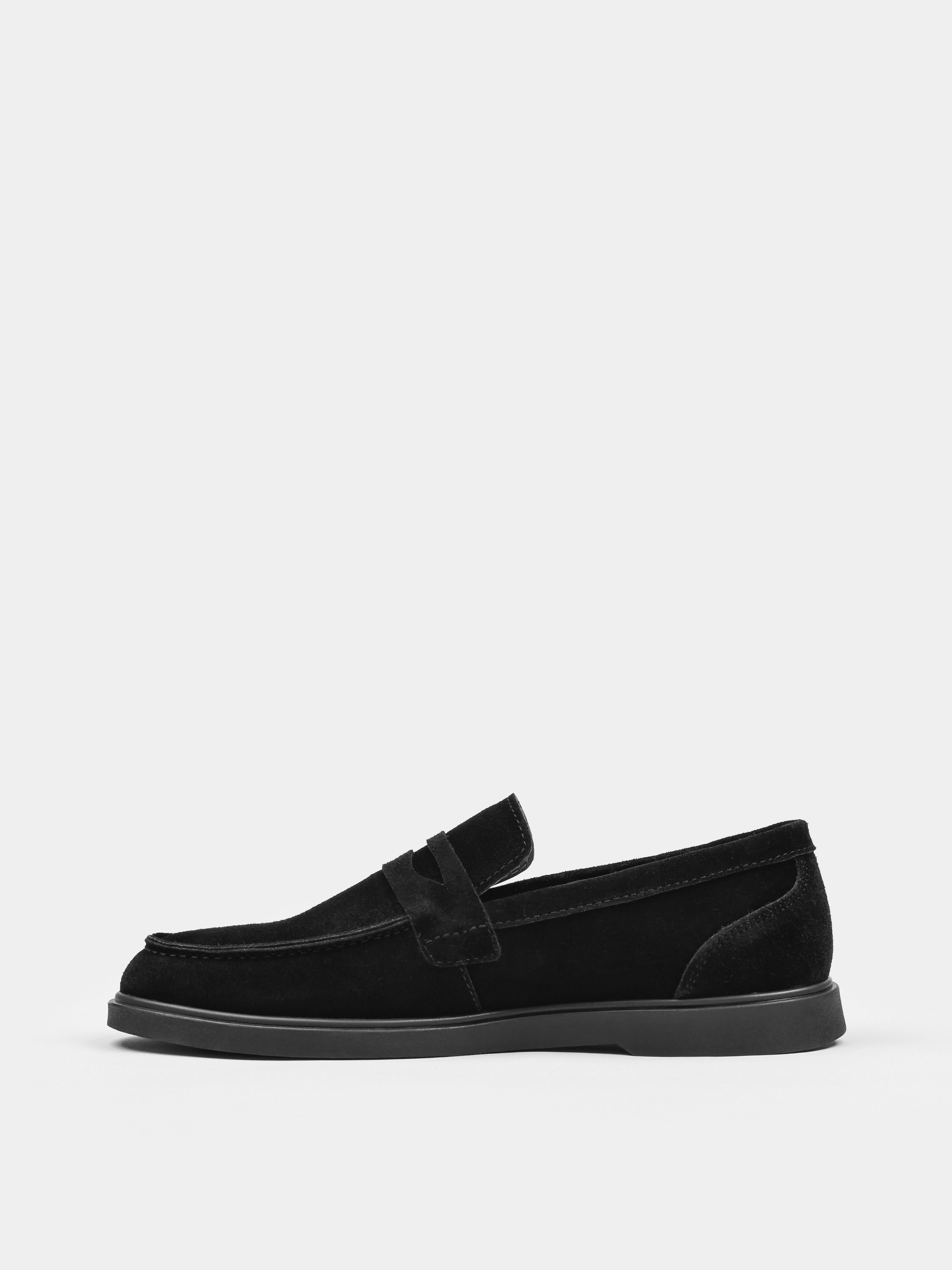 Czarne Zamszowe Loafersy Prospero - obrazek 3