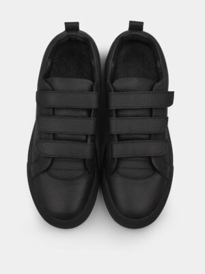 Czarne Skórzane Trampki Settanta