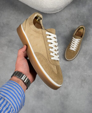 Beżowe Zamszowe Trampki Volere