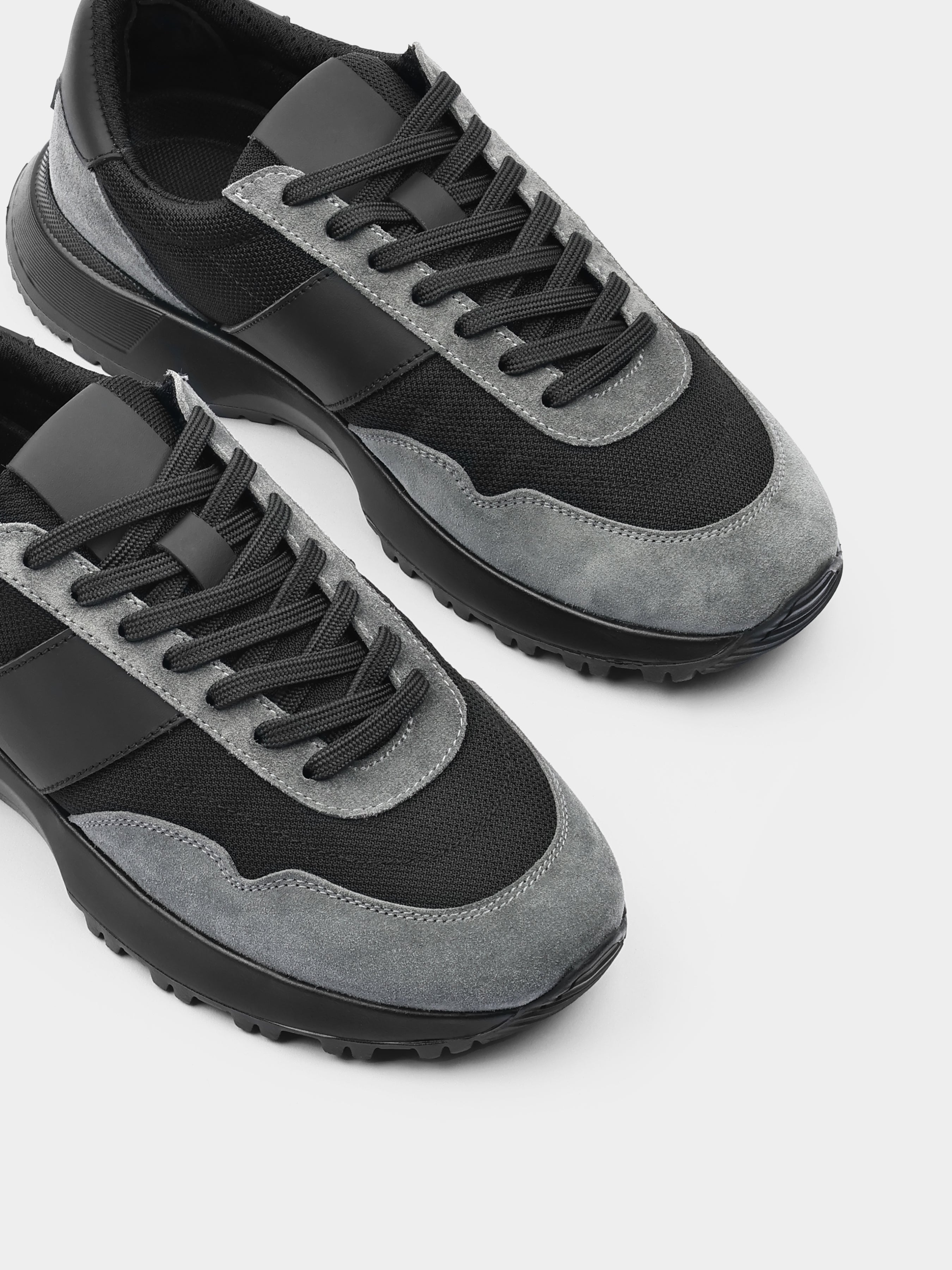 Szaro-Czarne Zamszowe Sneakersy Lasciare - obrazek 4