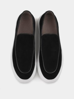 Czarno-Białe Zamszowe Loafersy Oscuro