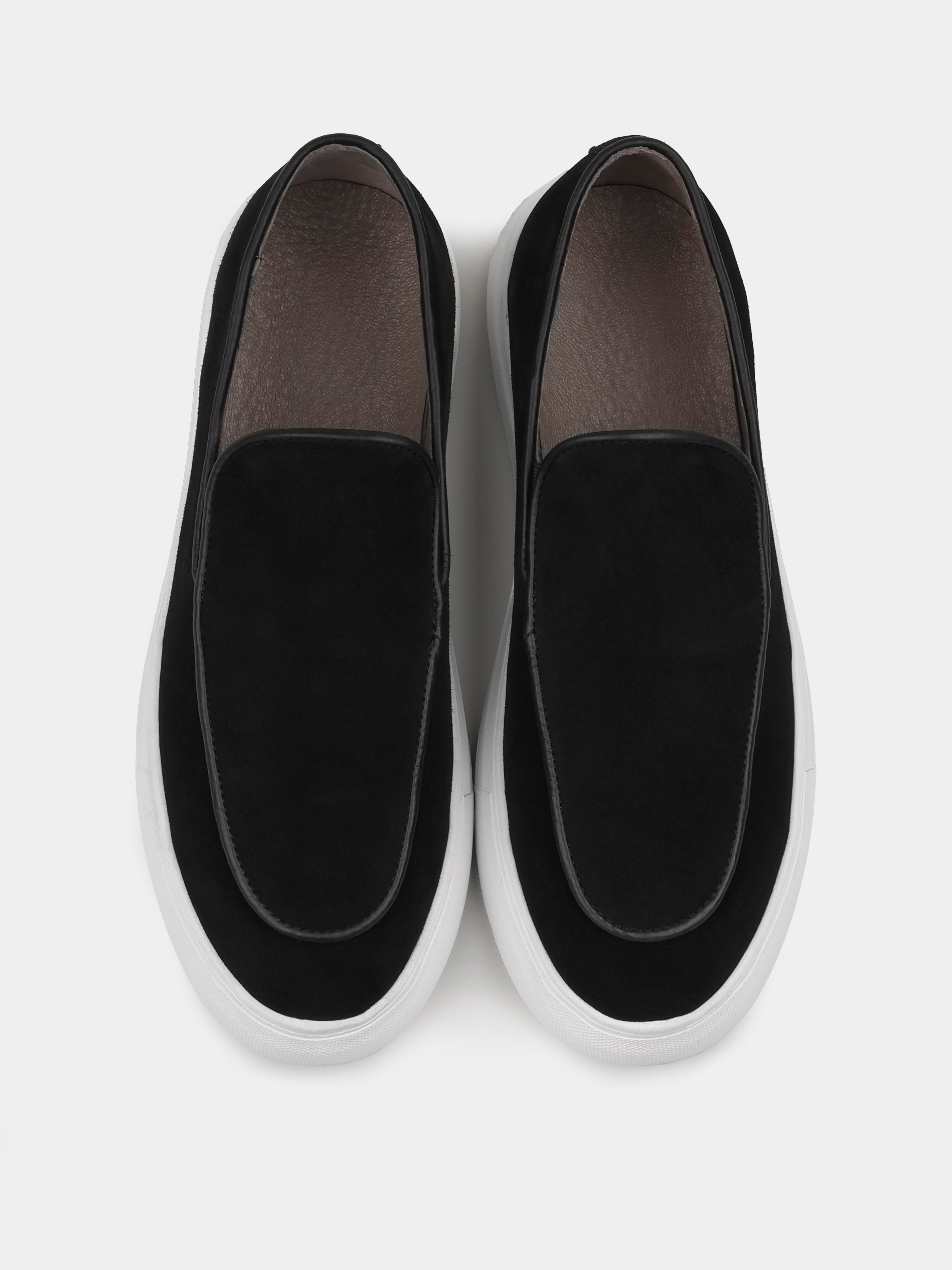 Czarno-Białe Zamszowe Loafersy Oscuro