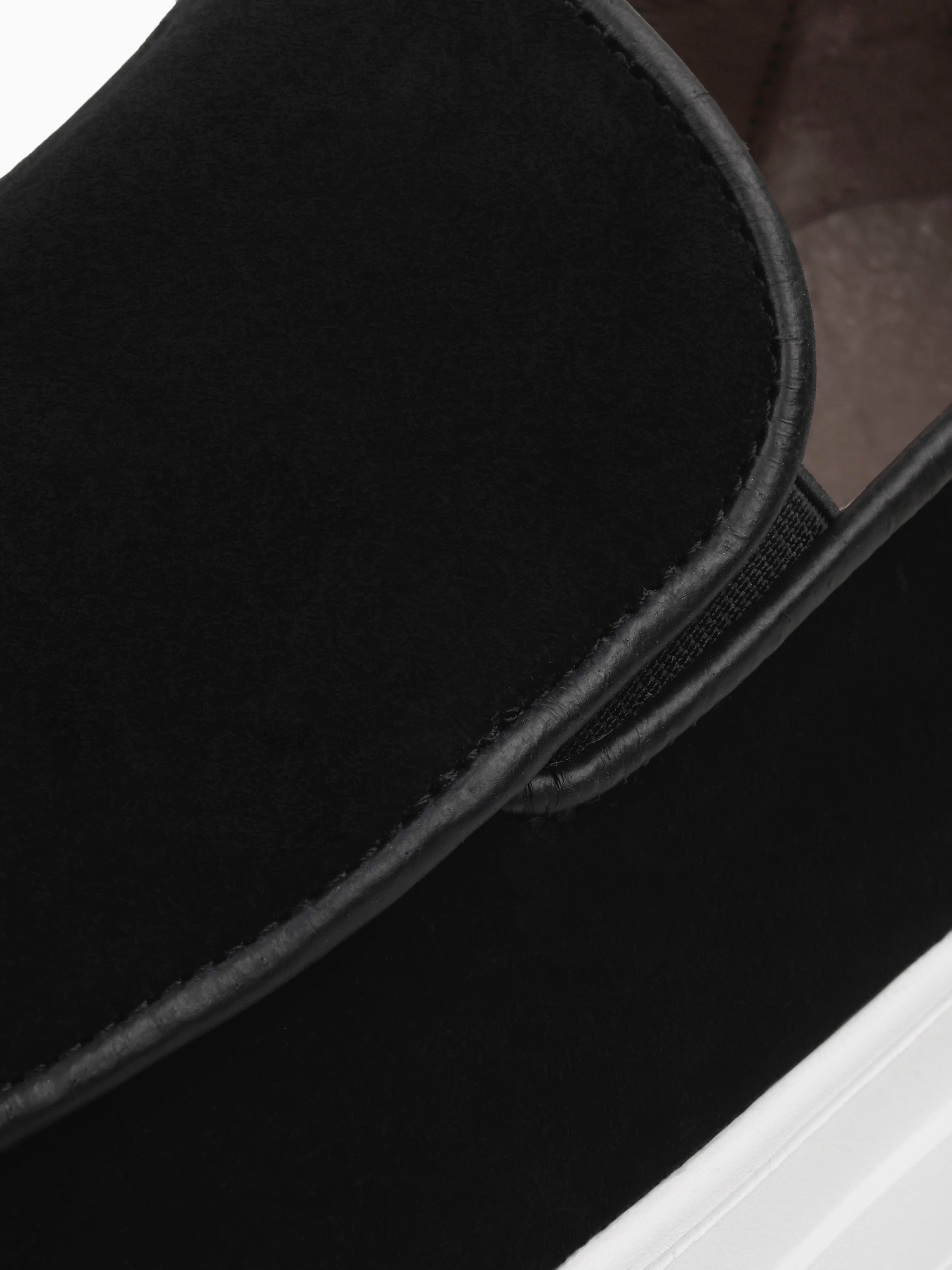 Czarno-Białe Zamszowe Loafersy Oscuro - obrazek 5