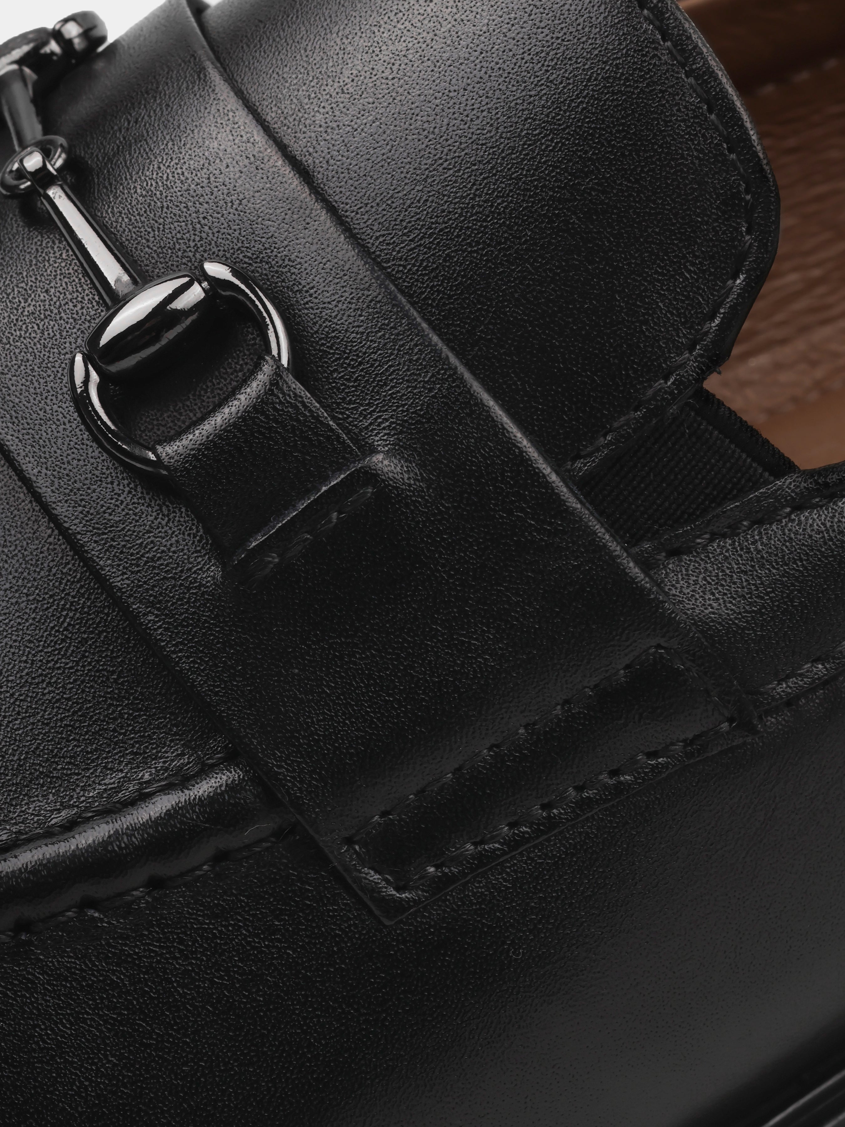 Czarne Skórzane Loafersy Lamberto - obrazek 4