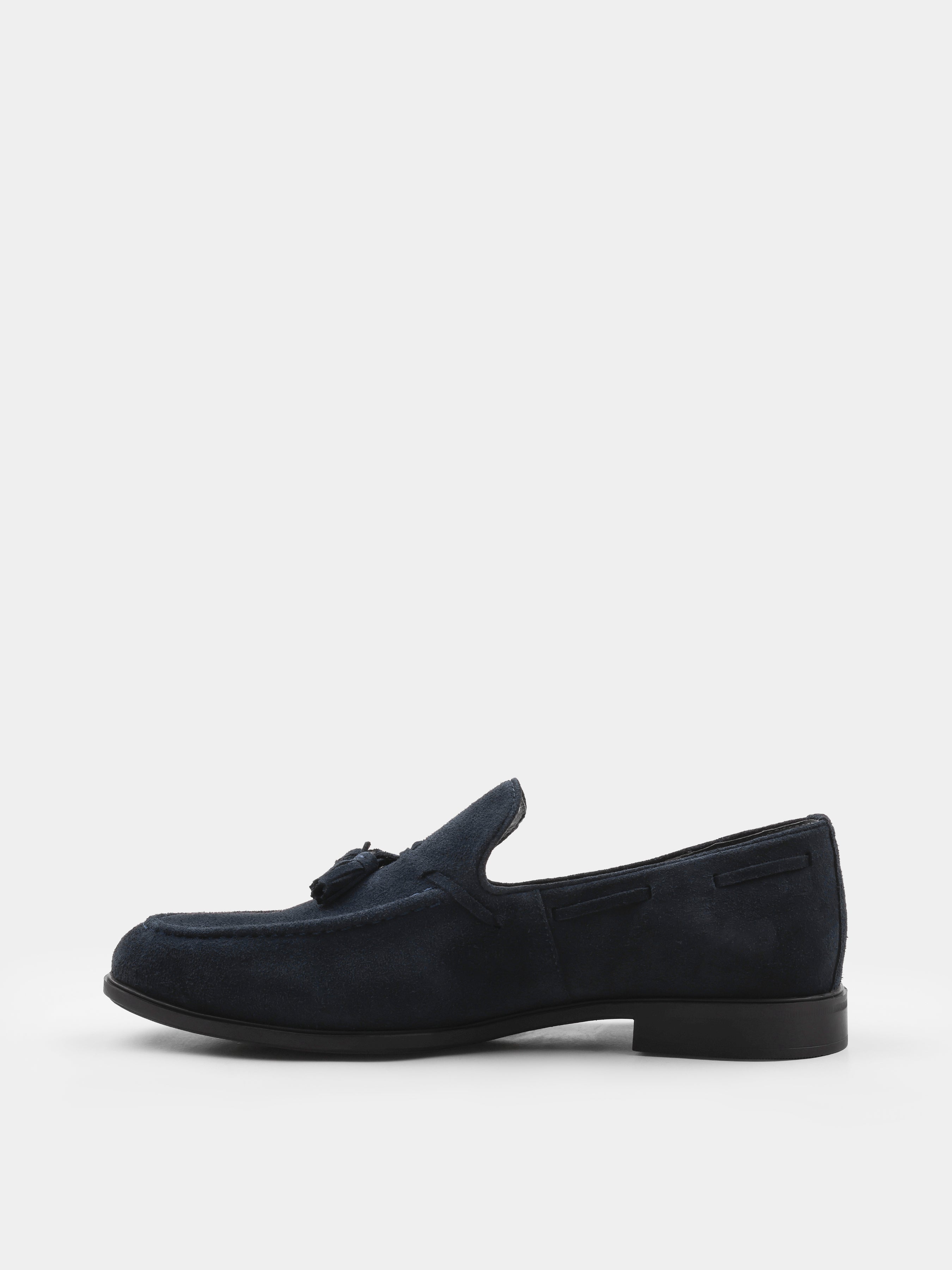 Granatowe Zamszowe Loafersy Frandi - obrazek 3