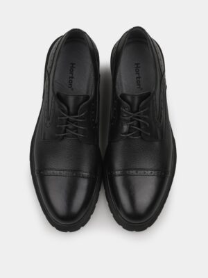 Czarne Skórzane Derby Fontale