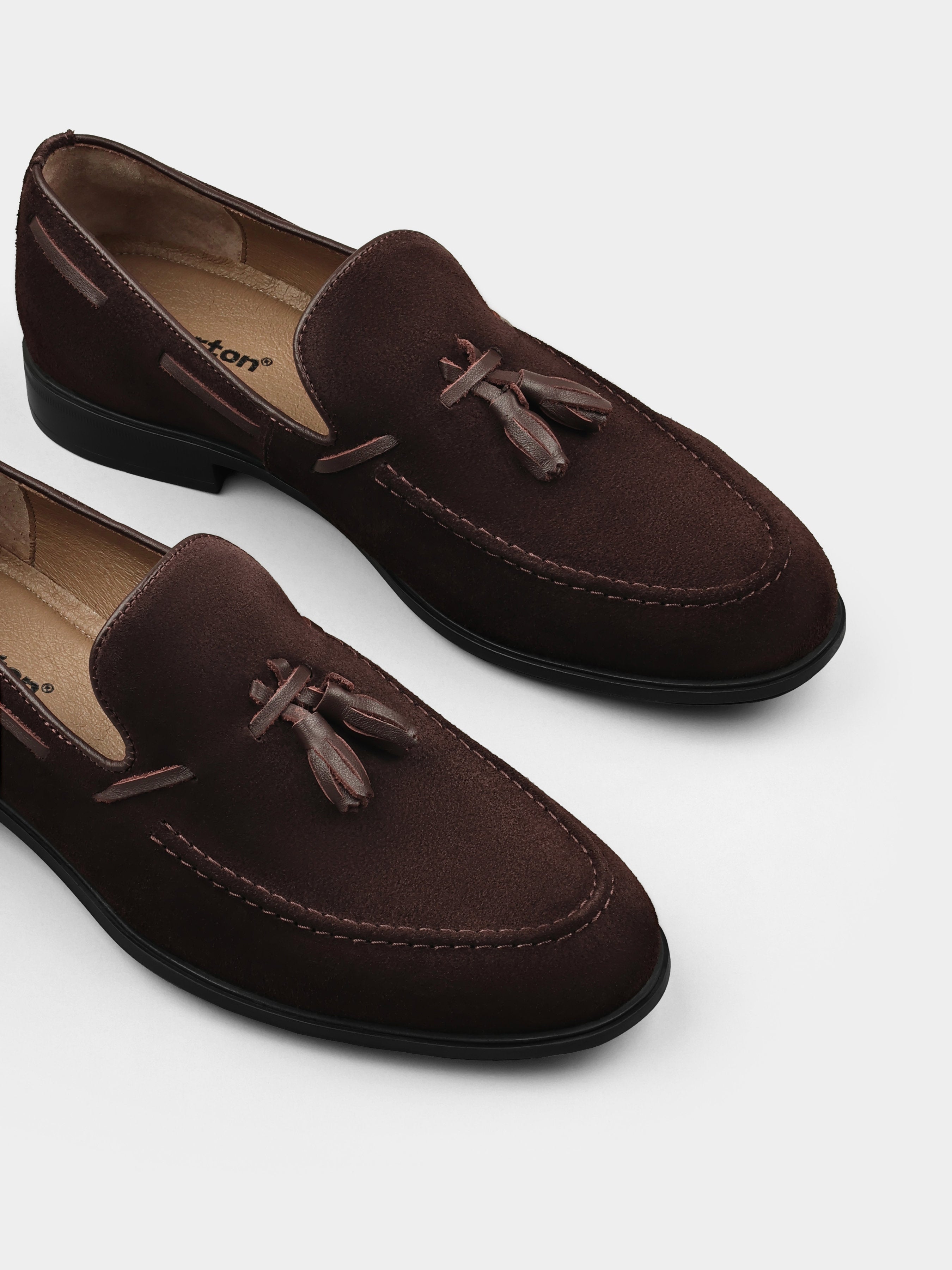 Ciemnobrązowe Zamszowe Loafersy Frandi - obrazek 5