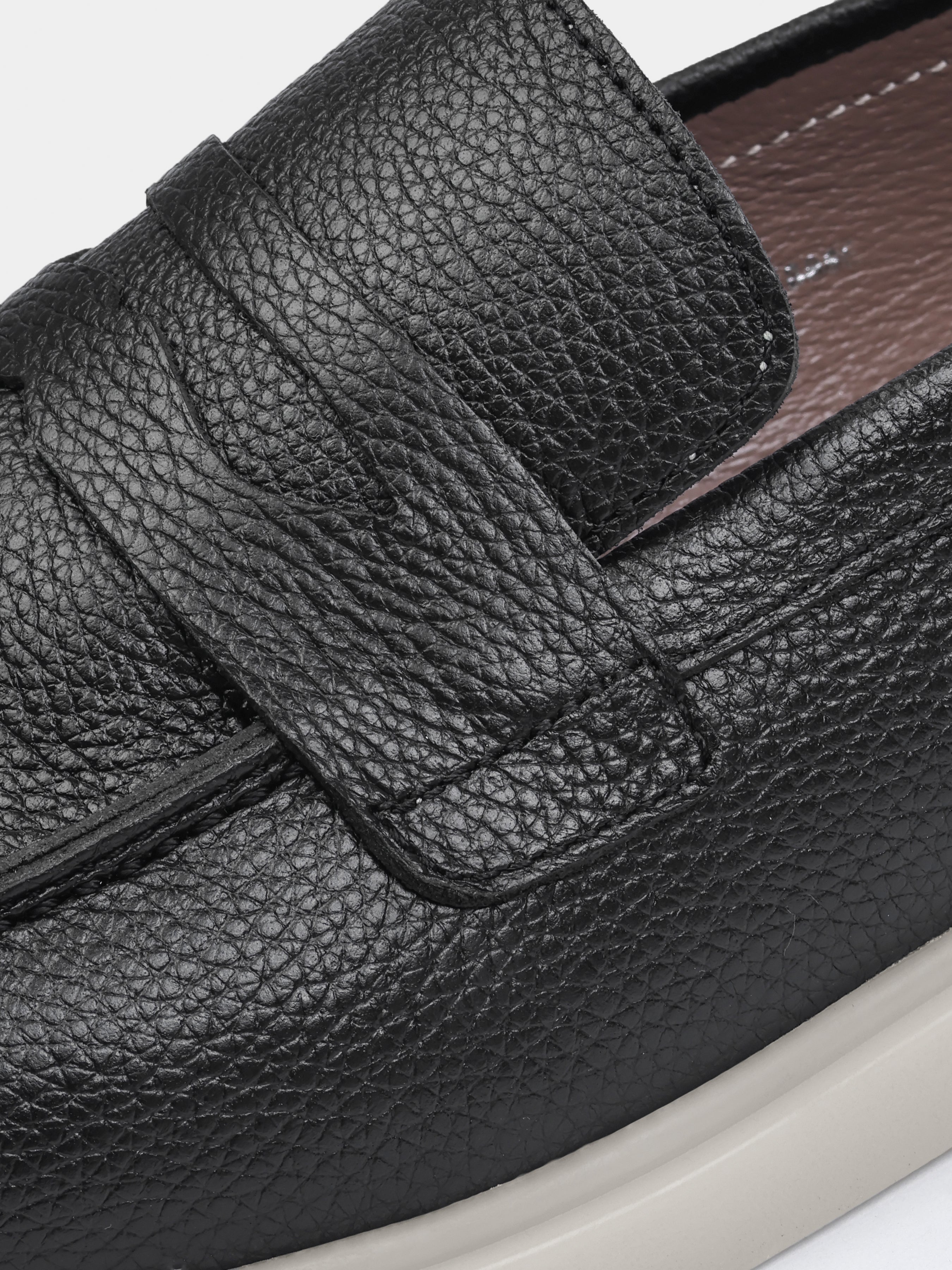 Czarno-Beżowe Skórzane Loafersy Prospero - obrazek 5