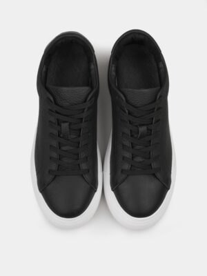 Czarno-Białe Skórzane Trampki Cento