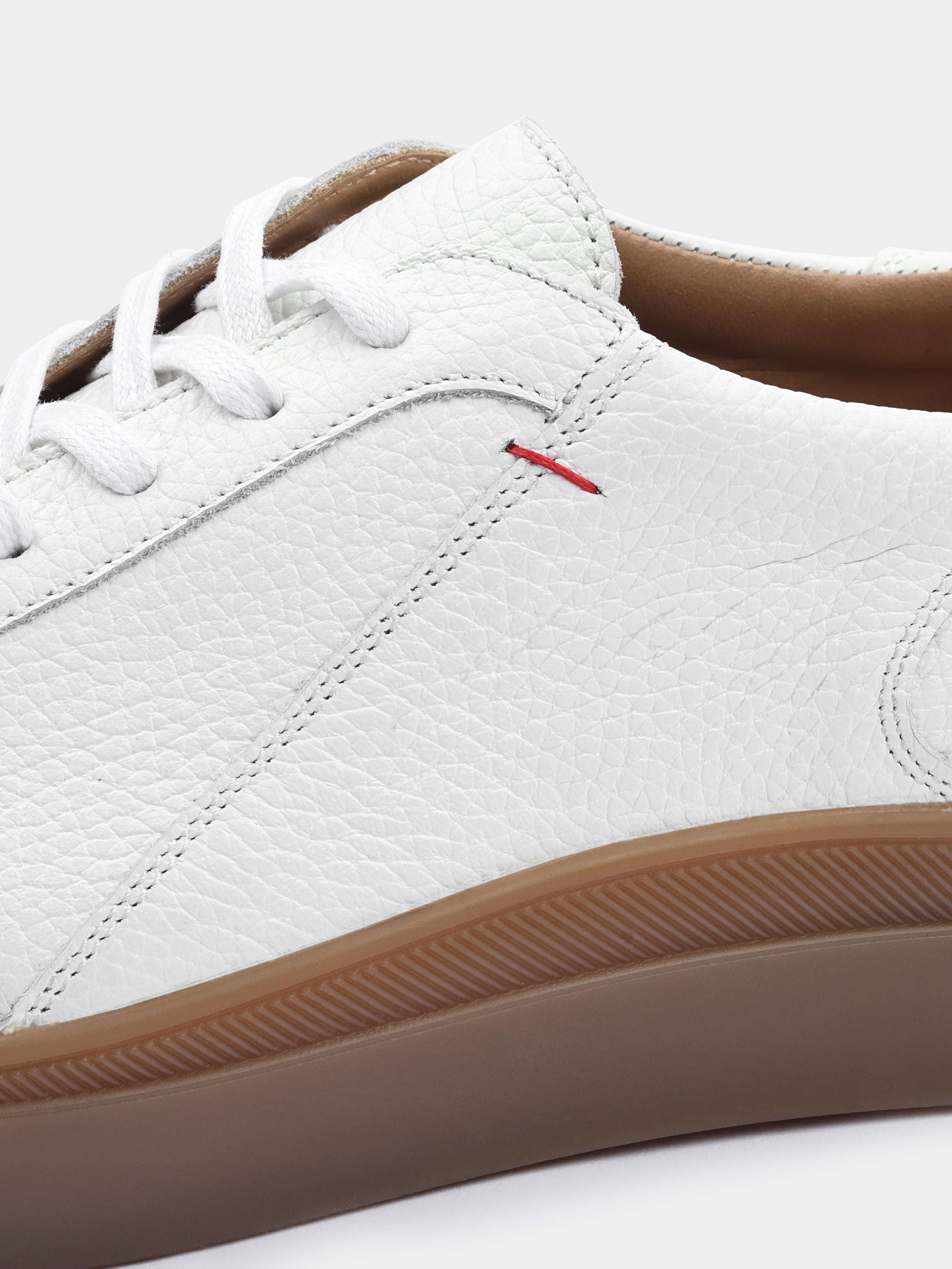 Biało-Brązowe Skórzane Trampki Apache - obrazek 4