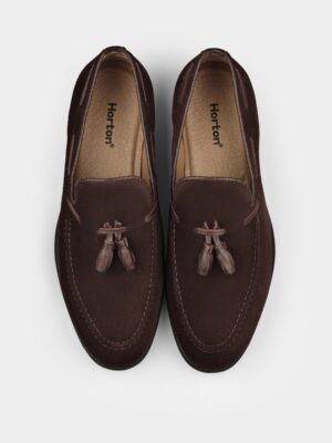 Ciemnobrązowe Zamszowe Loafersy Frandi