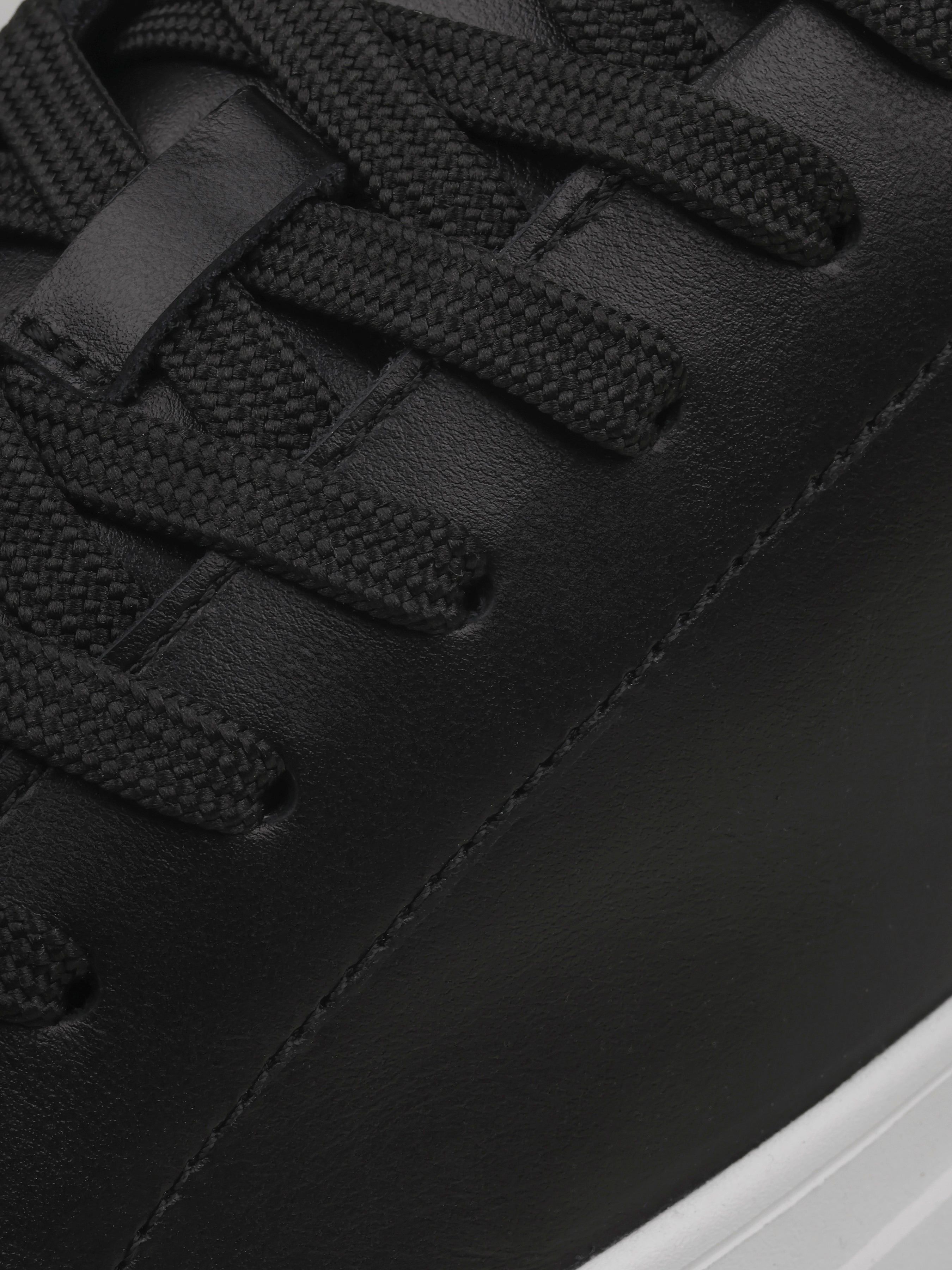 Czarno-Białe Skórzane Trampki Cento - obrazek 5