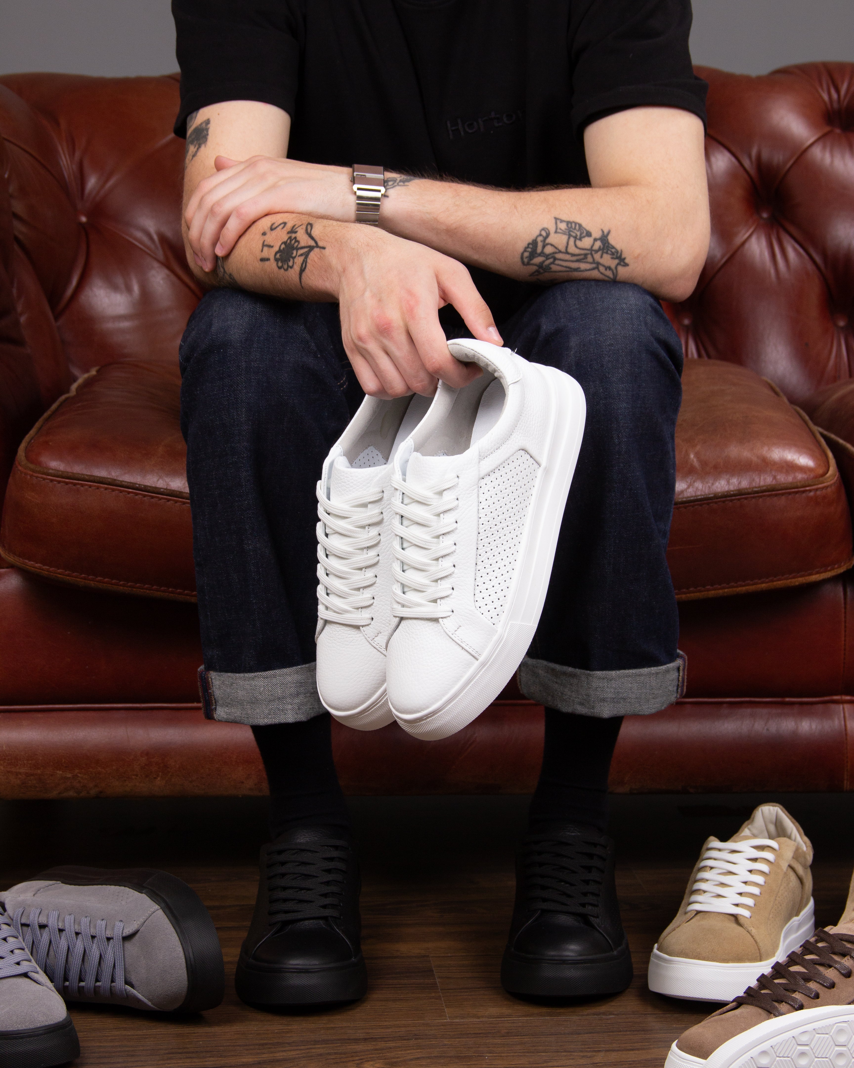 Białe Skórzane Trampki Forli