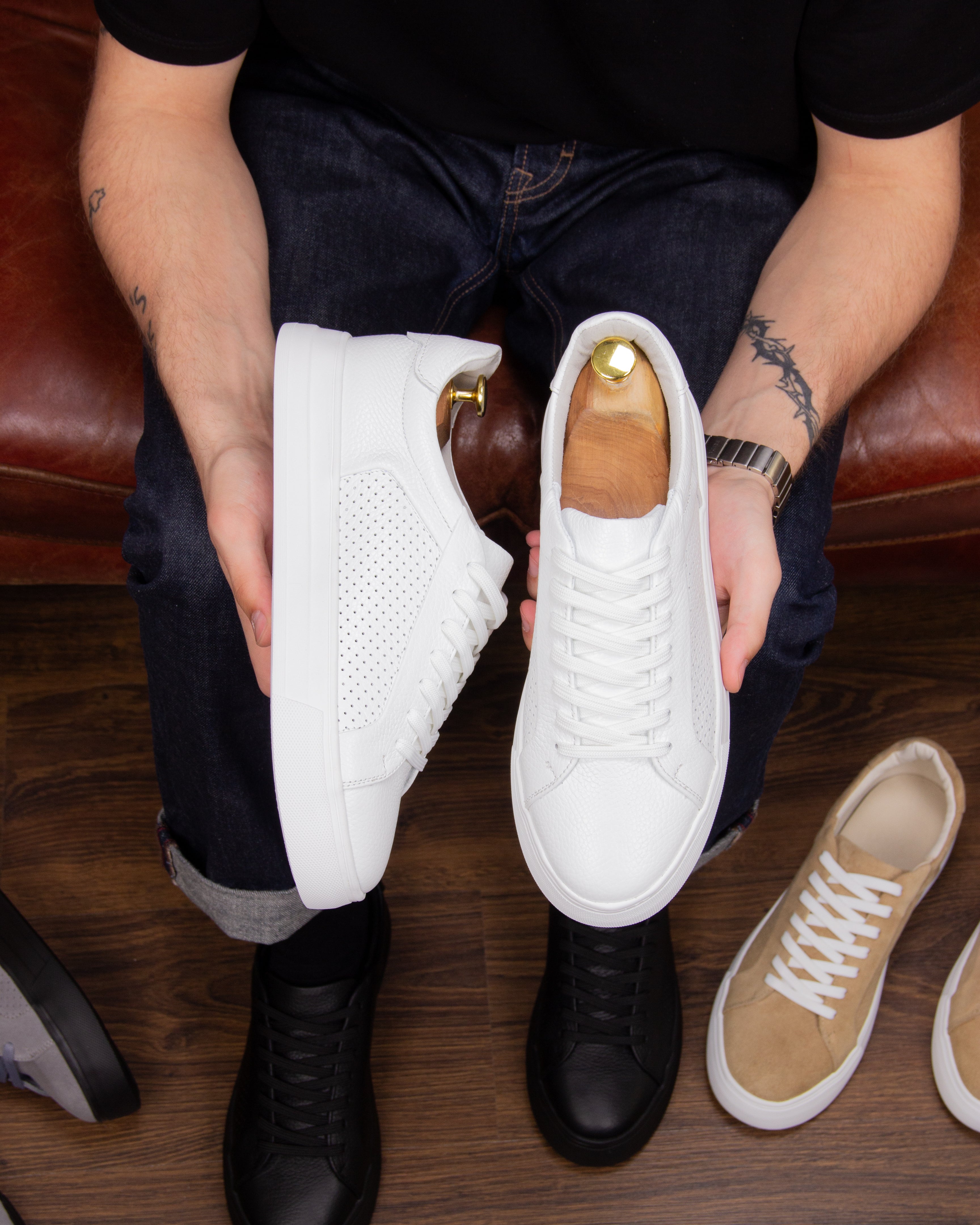 Białe Skórzane Trampki Forli - obrazek 3