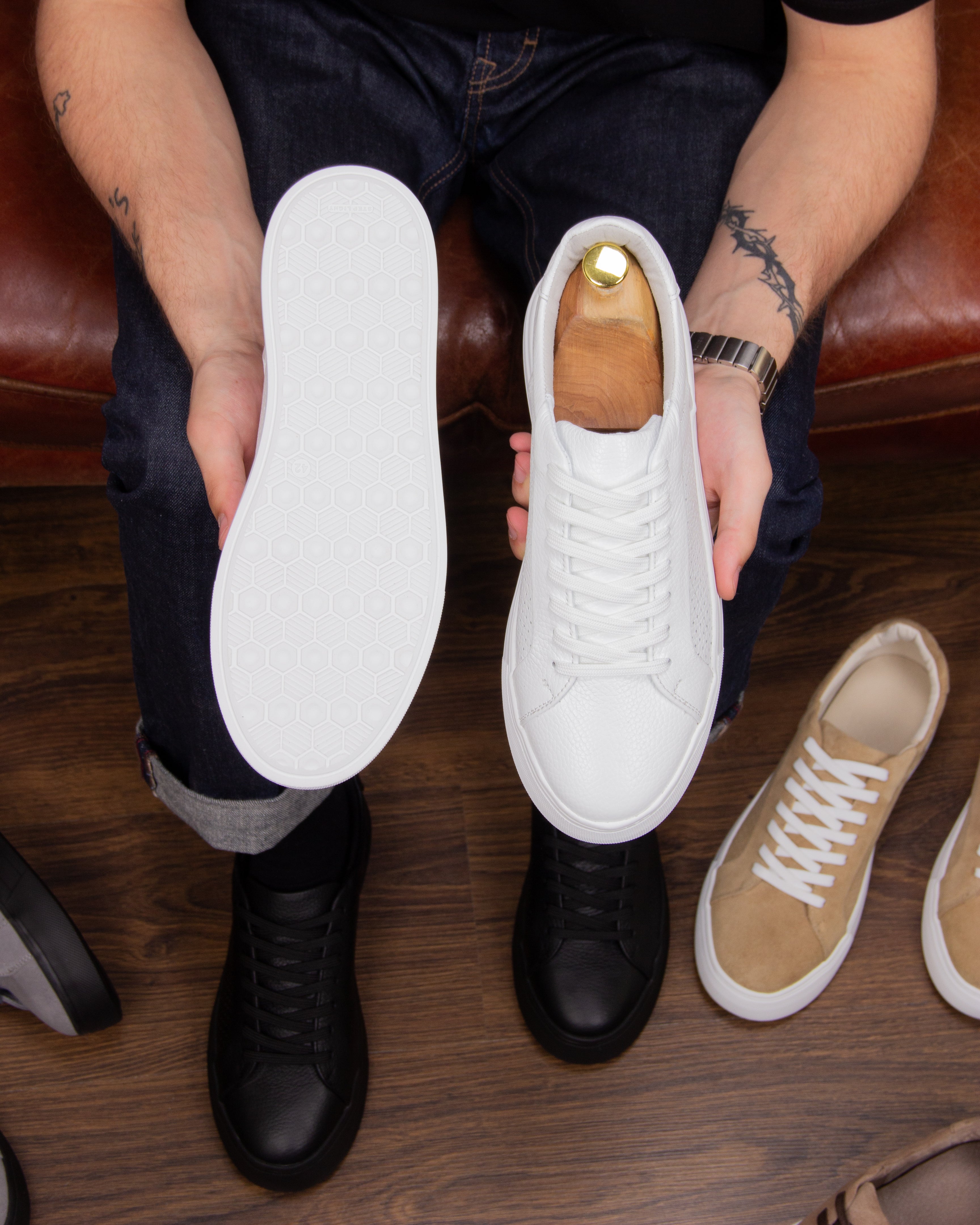 Białe Skórzane Trampki Forli - obrazek 4